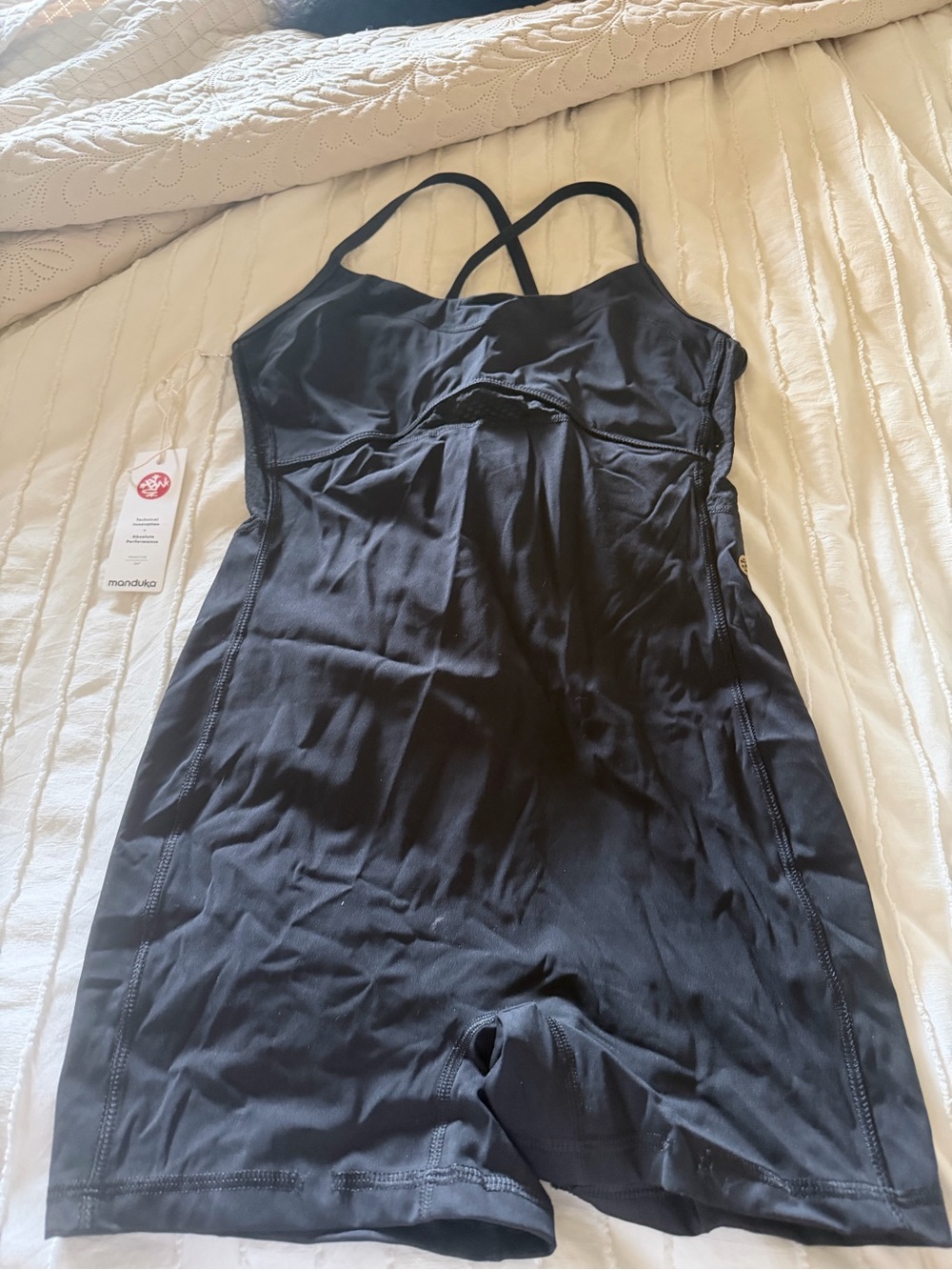 manduka Black Crossback One-Piece Active Romper